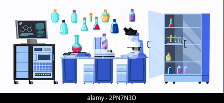 Science Laborgeräte Elemente Vektorbilder Set Stock Vektor
