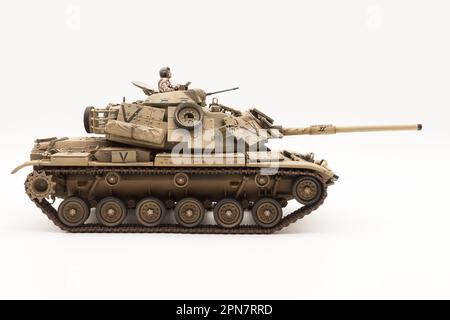 Operation Desert Storm USMC M60A1 Hauptschlachttank Patton mit reaktiver Rüstung, 1 35 Tamiyta Scale Modell Stockfoto