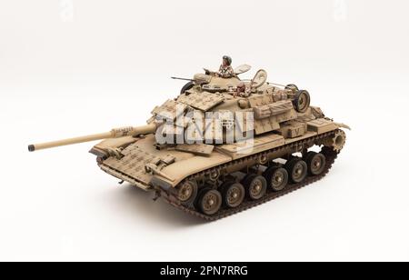 Operation Desert Storm USMC M60A1 Hauptschlachttank Patton mit reaktiver Rüstung, 1 35 Tamiyta Scale Modell Stockfoto