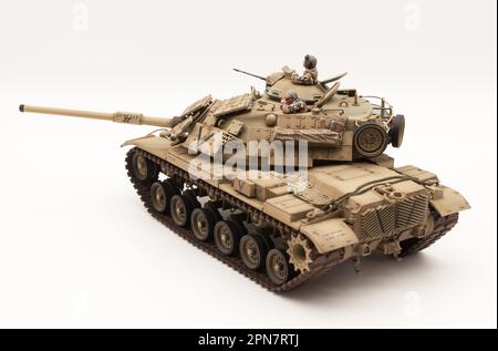 Operation Desert Storm USMC M60A1 Hauptschlachttank Patton mit reaktiver Rüstung, Modell im Maßstab 1 35 Stockfoto