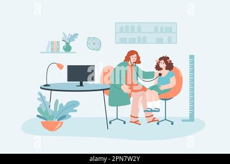 Kinderarztuntersuchung im Krankenhaus Stock Vektor