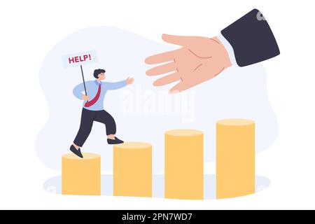 Helfende Hand zur Geschäftsmann-Flachvektordarstellung Stock Vektor