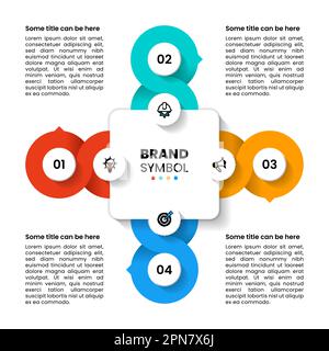 Infografik-Vorlage mit Symbolen und 4 Optionen oder Schritten. Kann für Workflow-Layout, Diagramm, Banner, webdesign verwendet werden. Vektorgrafik Stock Vektor