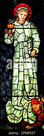 Edward Burne-Jones, Buntglasfenster, Faith, Fides, Langham, Norfolk, England, Großbritannien Stockfoto