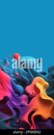 Abstrakter Hintergrund, mehrfarbige Farbspritzer, 3D-Darstellung Stockfoto