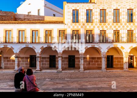 Plaza Alta von Badajoz, auch bekannt als Marín de Rodezno, alter muslimischer Souk Badajoz. Badajoz, Extremadura, Spanien, Europa Stockfoto
