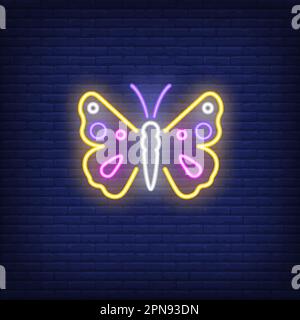 Schmetterling-Neon-Schild Stock Vektor