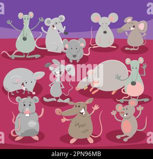 Cartoon-Darstellung der Mäuse-Nagetier-Comic-Charaktere-Gruppe Stock Vektor