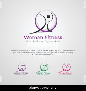 Logo-Design-Vorlage Für Die Marke „Woman Fitness“ Des Unternehmens Stock Vektor