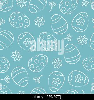 Nahtloses handgezeichnetes Ostereiermuster. Stock Vektor