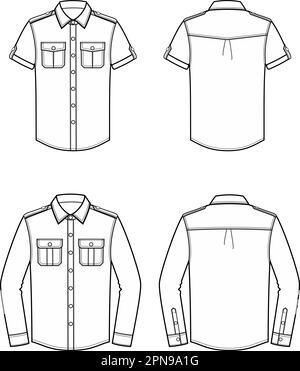 Militärtrikot für Herren. Mode-CAD. Stock Vektor