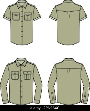 Militärtrikot für Herren. Mode-CAD. Stock Vektor