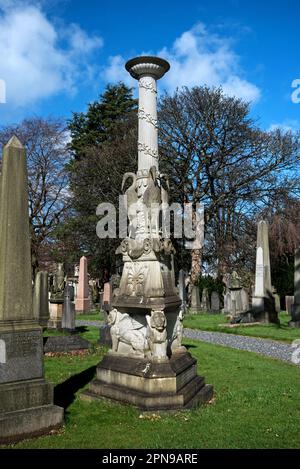 Das eher ungewöhnliche Leishman Monument auf dem Dean Cemetery, Edinburgh. Schottland, Großbritannien. Stockfoto