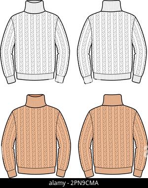 Strickpullover für Herren. Vorne und hinten. Stock Vektor