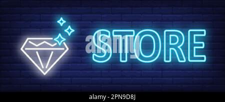 Neontext mit Diamant speichern Stock Vektor