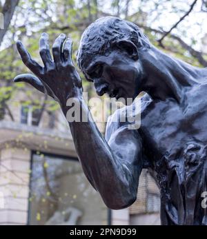 Detail der Statue von Pierre de Wissant, der Bürger von Calais, des Rodin Museums, Paris, Frankreich Stockfoto