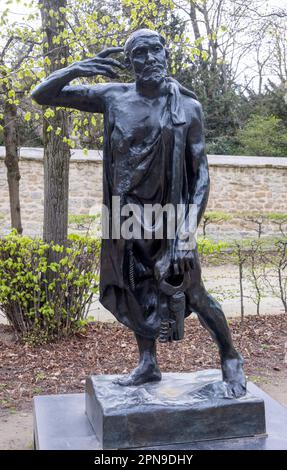 Monumentale Bronzestatue von Jacques de Wissant, Burghers of Calais, Rodin Museum, Paris, Frankreich Stockfoto