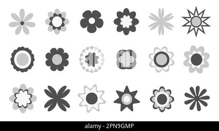 Abstrakte Geometrische Blumenformen Im Retro-Look Stock Vektor