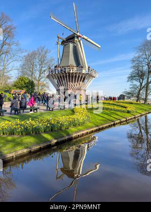 Mühle, Gartenanlage Keukenhof, Lisse, Südholland (Zuid-Holland), Königreich der Niederlande Stockfoto