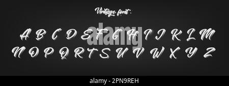 Vintage-Schriftart. design-Buchstaben mit 3D-Effekt. Retro-Film-Typografie. Handgezeichnete Schriftart Vektor. Stock Vektor