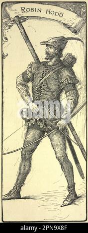 Eine ikonische Pose von Robin Hood, illustriert von Louis Rhead. Stockfoto