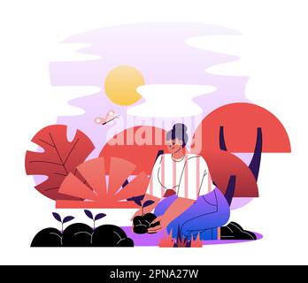 Glückliche Gärtnerin Stock Vektor