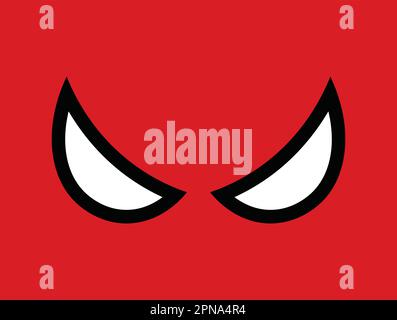 Vektor rote Maske weiße Augen Cartoon Logo Superhelden Hintergrund. Comics-Design-Maskerade. Stock Vektor