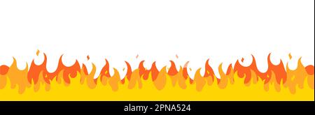 Frame der Linie des Vektormusters „Feuerflamme“. Feuer Wohnung einfache Grenze Design Hintergrund Illustration Stock Vektor