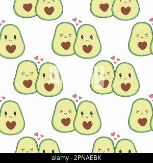 Nahtloses Muster mit niedlicher und lustiger Avocado. Farbige Flachvektordarstellung für den Druck Stock Vektor