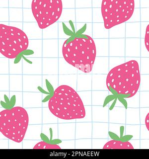 Nahtloses Muster mit bunten Erdbeeren. Sommerhintergrund Stock Vektor