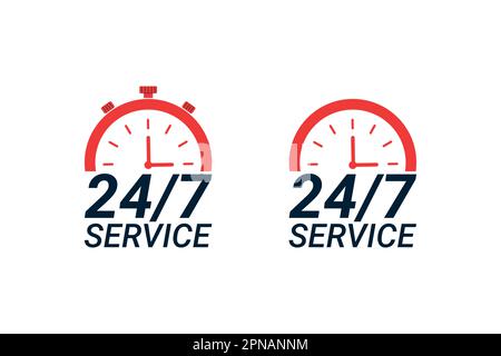 24-Stunden-Serviceanzeige mit Pfeilsymbol Stock Vektor