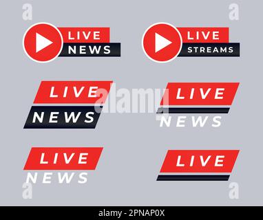 Set von Live-Stream-Nachrichtenbannern Stock Vektor