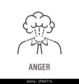 Wutsymbol. Symbol für Stress, Angst, Kopfschmerzen. Vektordarstellung. Bearbeitbare Kontur. Stock Vektor