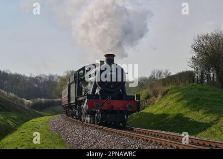 Wightwick Hall im Dampf bei der Bluebell Railway Stockfoto