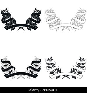 Vektordesign mit Lorbeerkranz, umgeben von Band, zwei Olivenzweige mit Band Stock Vektor