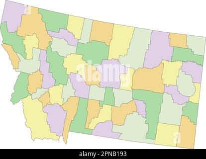Montana - sehr detaillierte, bearbeitbare politische Karte. Stock Vektor