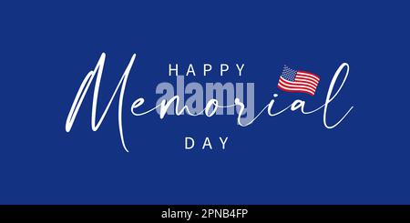 „Happy Memorial Day Holiday in USA“-Schriftkarte. Kalligraphie und Flagge für Gedenktag-Design. Vektordarstellung Stock Vektor