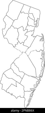 Sehr Detaillierte Blind Map In New Jersey. Stock Vektor