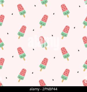 Niedliche Wassermelonen-Eis wiederholen nahtloses Muster Stock Vektor