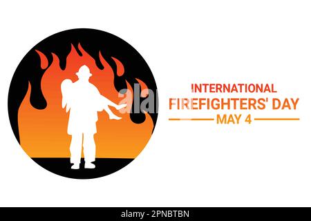 Internationaler Feuerwehrtag. Mai 4 Feiertagskonzept. Vorlage für Hintergrund, Banner, Karte, Poster mit Texteindruck. Vektordarstellung. Stock Vektor
