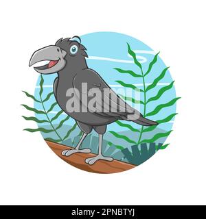 Cartoon Crow Bird Mit Hintergrund Stock Vektor