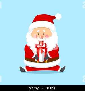 Süßer Weihnachtsmann Mit Geschenkbox Stock Vektor
