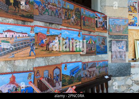 Lokale Kunstwerke Im Castello Medievale Museum Taormina Sizilien Italien Stockfoto