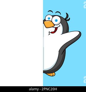 Cartoon-Pinguin-Maskottchen-Versteck Stock Vektor