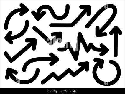 Isolierte Freihändig Gezeichnete Pfeile Auf Weißem Hintergrund Für Elemente In Infografiken, Web, Geschäftspräsentationen, Konzeptdarstellung. Premium Vecto Stock Vektor