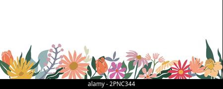Blumenbanner, Rand, Hintergrundvektor auf Weiß. Stock Vektor