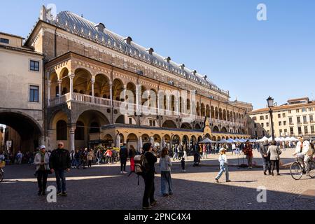 Padua, Italien. April 2023. Panoramablick auf den histischen Palast Ragione im Stadtzentrum Stockfoto