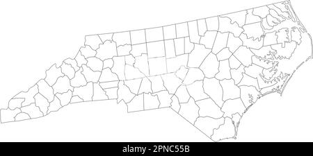 Sehr Detaillierte Blind Map In North Carolina. Stock Vektor