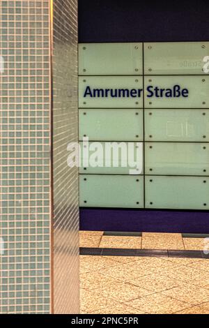 Der U-Bahnhof Amrumer Straße verkehrt zwischen der Linie U9 und wurde am 28. August 1961 in Wedding, Mitte, Berlin, eröffnet Stockfoto