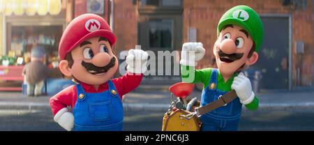 Der Super Mario Bros Film Mario & Luigi Stockfoto